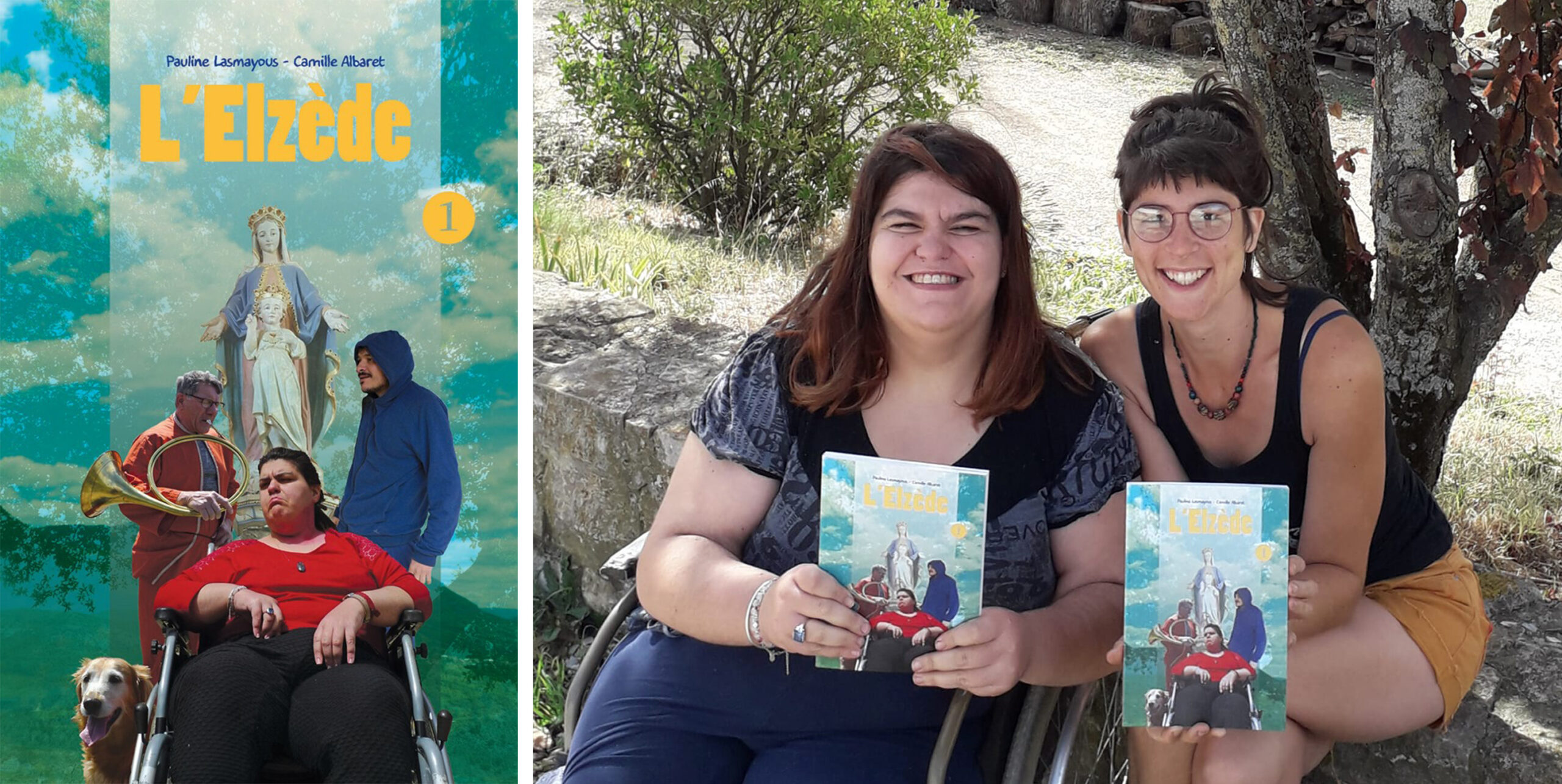 Camille Albaret et Pauline Lasmayous avec le toma 1 du roman-photo "L'Elzède"